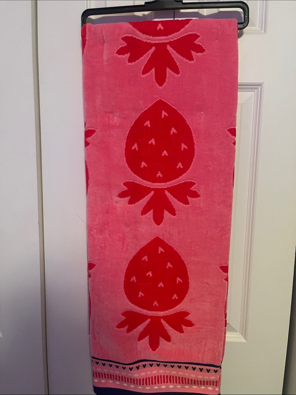 Pink & Red Strawberry Print Beach Towel 36 x 68